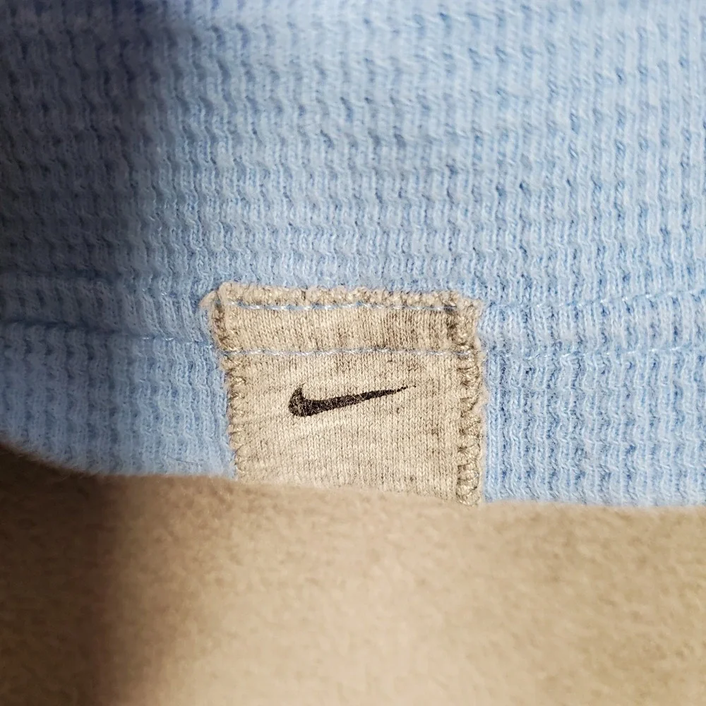 North Carolina Tar Heels Nike Shirt Mens XXL Blue Logo Thermal‎ Waffle Knit Y2K